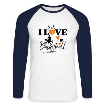 Basketball Saying Équipe de basket-ball - T-shirt baseball manches longues Homme - blanc/marine - Devant - Nik (191cm)