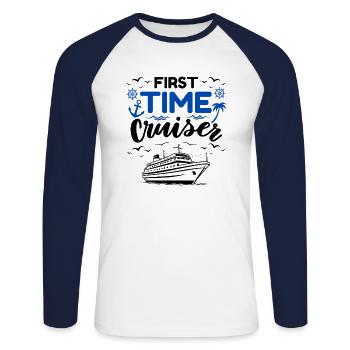 First Cruise Humor Design - Unisex Long Sleeve Baseball T-Shirt - white/navy - Front - Nik (191cm)
