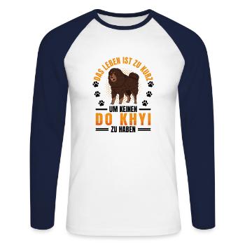 Khyi ne possède-t-il pas le dogue du Tibet ? - T-shirt baseball manches longues Homme - blanc/marine - Devant - Nik (191cm)