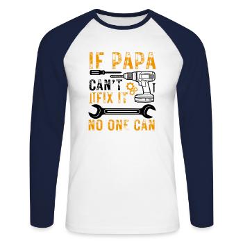 Artisan Dad Saying Tool - Unisex Long Sleeve Baseball T-Shirt - white/navy - Front - Nik (191cm)