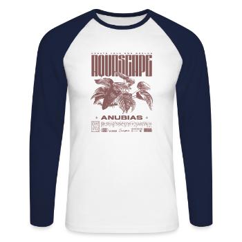 Aquascaping Anubias Aquatic Plant Fish Keeper - Unisex Long Sleeve Baseball T-Shirt - white/navy - Front - Nik (191cm)