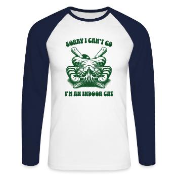 Sorry I Can't Go I'm An Indoor Cat Funny Animal - Unisex Baseballshirt langarm - Weiß/Navy - Vorne - Nik (191cm)