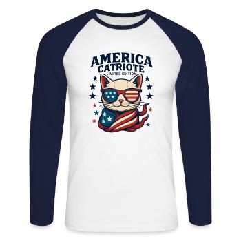 America catriote limited edition - Unisex Long Sleeve Baseball T-Shirt - white/navy - Front - Nik (191cm)