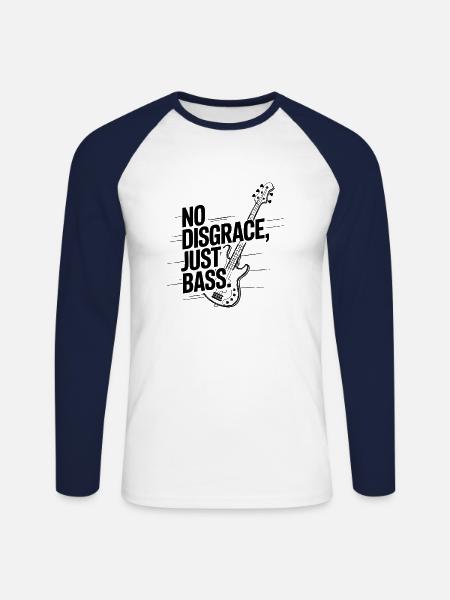 Just Bass, No Disgrace – White - Unisex Long Sleeve Baseball T-Shirt - white/navy