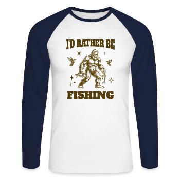 Pêche au Bigfoot Je préférerais pêcher le Sasquatch - T-shirt baseball manches longues Homme - blanc/marine - Devant - Nik (191cm)