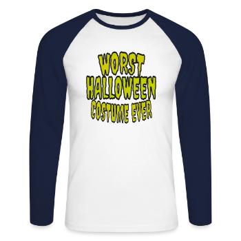 Halloween Le pire costume d’Halloween de tous les temps - T-shirt baseball manches longues Homme - blanc/marine - Devant - Nik (191cm)