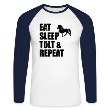 Icelandic Horse: Icelandic Horse Horse Pony Merch - Unisex Long Sleeve Baseball T-Shirt - white/navy - Front - Nik (191cm)