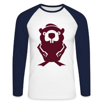 beaver - T-shirt baseball manches longues Homme - blanc/marine - Devant - Nik (191cm)
