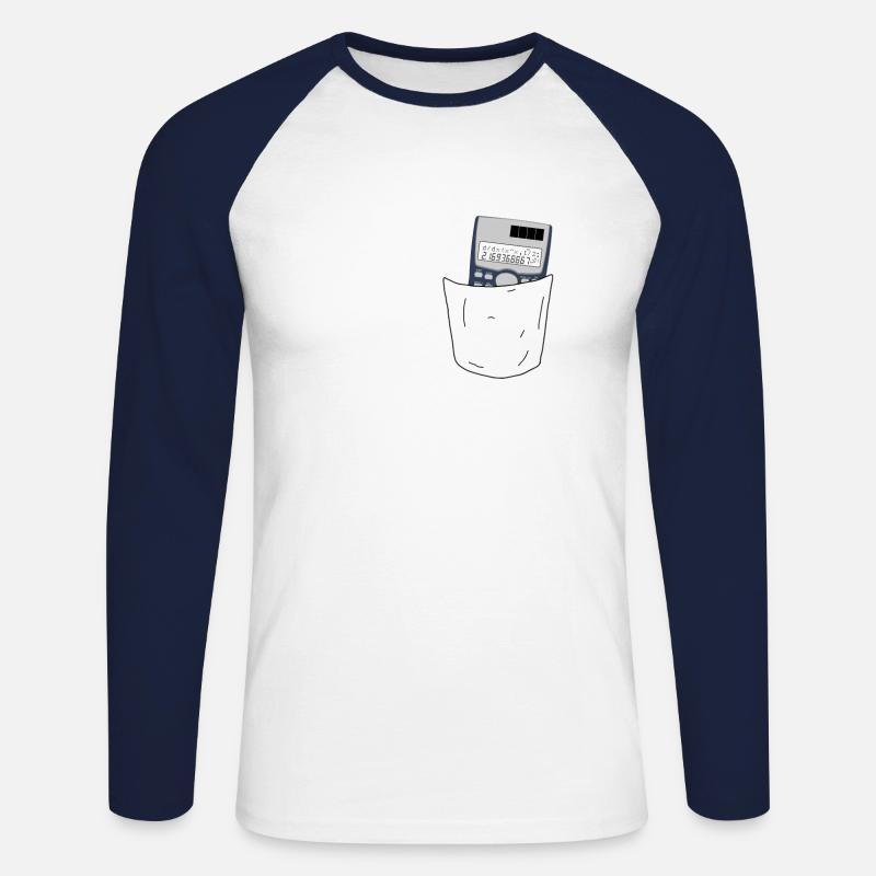 Hemdtasche Taschenrechner - Unisex Baseballshirt langarm - Weiß/Navy
