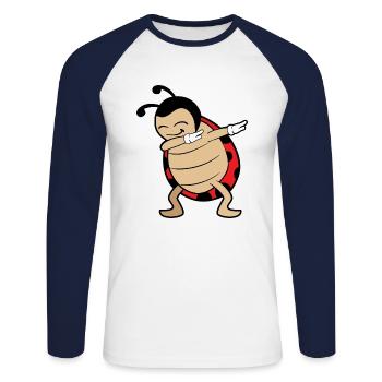 Dabbing Dab Dancing ladybug luck - Unisex Long Sleeve Baseball T-Shirt - white/navy - Front - Nik (191cm)