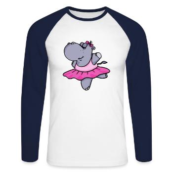 Ballet hippopotamus with tutu gift idea gift - Unisex Long Sleeve Baseball T-Shirt - white/navy - Front - Nik (191cm)