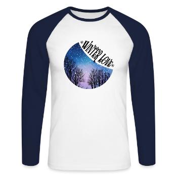 Winter Love - Unisex Baseballshirt langarm - Weiß/Navy - Vorne - Nik (191cm)