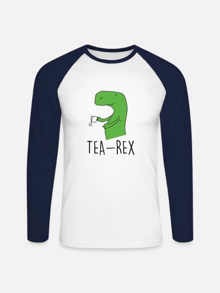 Tea-Rex - Unisex Baseballshirt langarm - Weiß/Navy