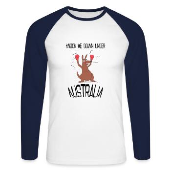 Australia - Unisex Long Sleeve Baseball T-Shirt - white/navy - Front - Nik (191cm)