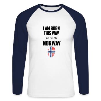 Norway - Unisex Long Sleeve Baseball T-Shirt - white/navy - Front - Nik (191cm)