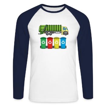 Garbage Truck For Garbage Disposal Recycling I Gift Idea - Unisex Long Sleeve Baseball T-Shirt - white/navy - Front - Nik (191cm)