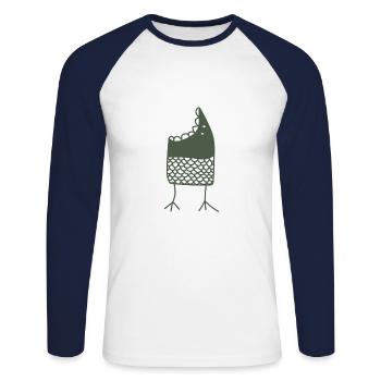 Monstre à la bouche ouverte - T-shirt baseball manches longues Homme - blanc/marine - Devant - Nik (191cm)