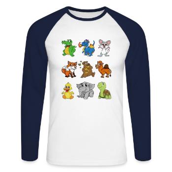 Crocodile Dragon Mouse Chameau Fox Bear Canard éléphant - T-shirt baseball manches longues Homme - blanc/marine - Devant - Nik (191cm)