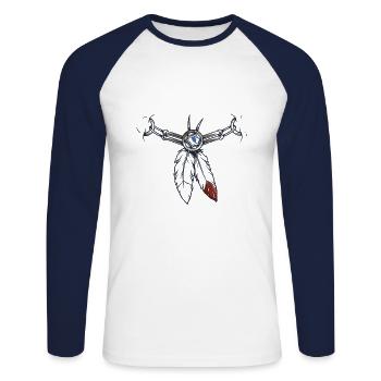 Amérindiens CADEAU - T-shirt baseball manches longues Homme - blanc/marine - Devant - Nik (191cm)