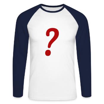 Point d’interrogation 4 - T-shirt baseball manches longues Homme - blanc/marine - Devant - Nik (191cm)