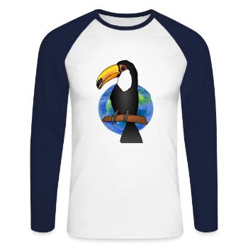 Toucan toucans t-shirt toucan pics - T-shirt baseball manches longues Homme - blanc/marine - Devant - Nik (191cm)