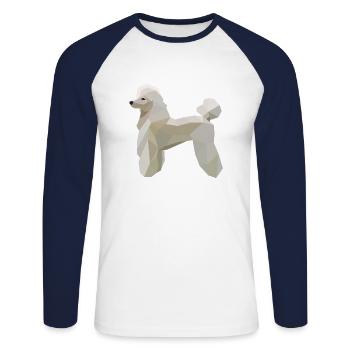 poodle - Unisex Long Sleeve Baseball T-Shirt - white/navy - Front - Nik (191cm)