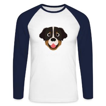 Aussie - Australian Shepherd Dog - Unisex Long Sleeve Baseball T-Shirt - white/navy - Front - Nik (191cm)