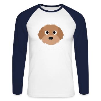 Labradoodle - Unisex Baseballshirt langarm - Weiß/Navy - Vorne - Nik (191cm)