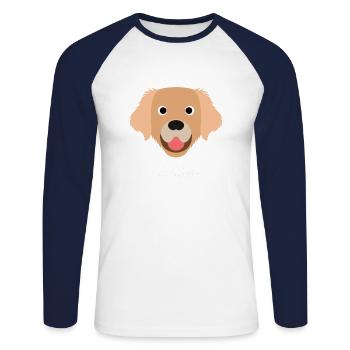 Golden - Golden Retriever - Unisex Long Sleeve Baseball T-Shirt - white/navy - Front - Nik (191cm)