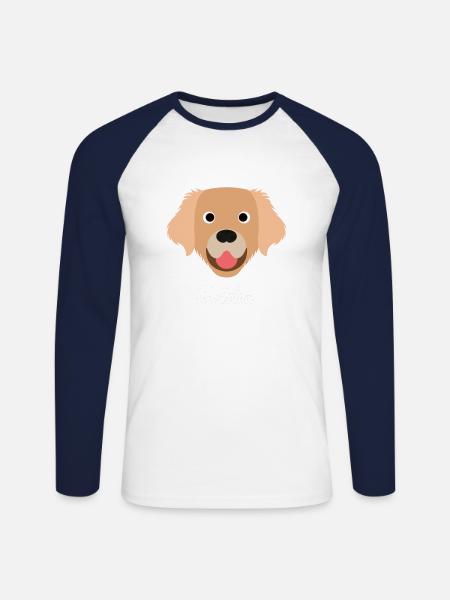 Golden - Goldener Apportierhund - Unisex Baseballshirt langarm - Weiß/Navy