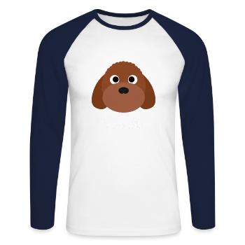 Poodle - Miniature Poodle - Unisex Long Sleeve Baseball T-Shirt - white/navy - Front - Nik (191cm)