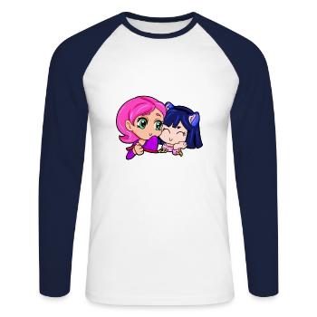 BDSM Petplay Kitten Ageplay Little Brat - Unisex Long Sleeve Baseball T-Shirt - white/navy - Front - Nik (191cm)