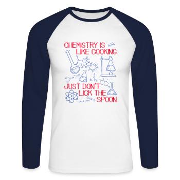 LA CHIMIE EST COMME LA CUISSON - T-shirt baseball manches longues Homme - blanc/marine - Devant - Nik (191cm)