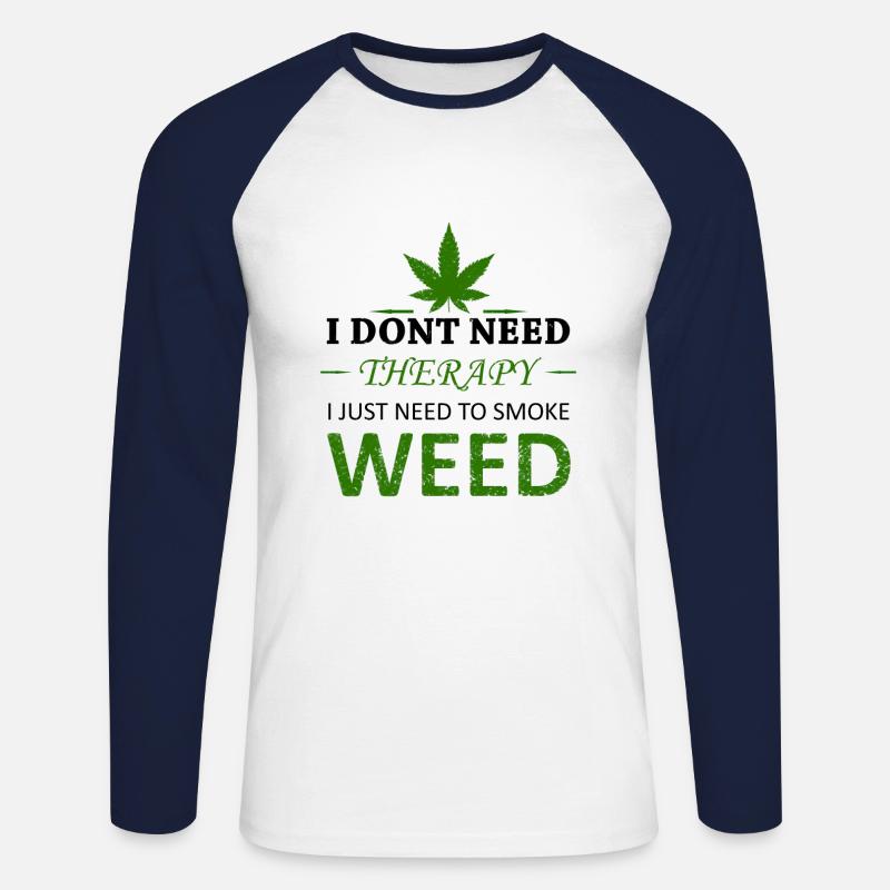 Weed Therapy - Unisex Baseballshirt langarm - Weiß/Navy