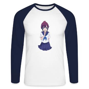 Anime Girl - Unisex Long Sleeve Baseball T-Shirt - white/navy - Front - Nik (191cm)