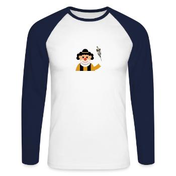 clown - T-shirt baseball manches longues Homme - blanc/marine - Devant - Nik (191cm)