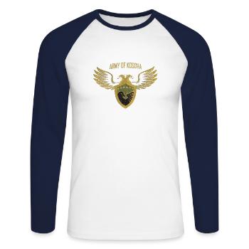 Armée du Kosova Aigle à deux têtes uqk uck prishtina - T-shirt baseball manches longues Homme - blanc/marine - Devant - Nik (191cm)