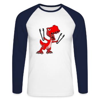 Dino Lustig - Unisex Long Sleeve Baseball T-Shirt - white/navy - Front - Nik (191cm)