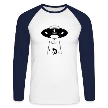 Aliens - T-shirt baseball manches longues Homme - blanc/marine - Devant - Nik (191cm)