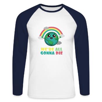 Tierra todos vamos a morir - T-shirt baseball manches longues Homme - blanc/marine - Devant - Nik (191cm)