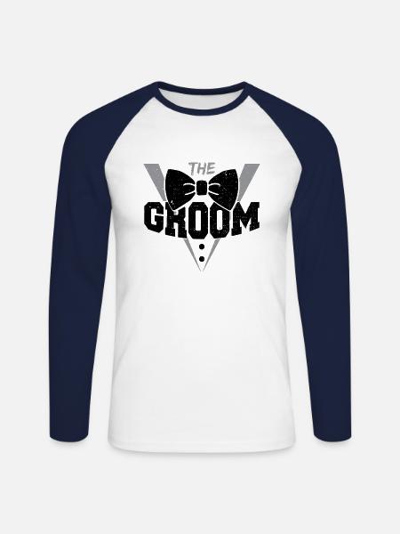 The Groom - Ehe - Unisex Baseballshirt langarm - Weiß/Navy