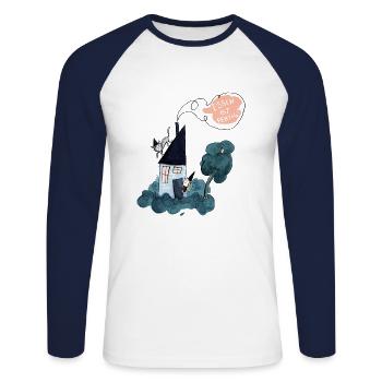 Hexenhaus - Essen ist Fertig - Unisex Baseballshirt langarm - Weiß/Navy - Vorne - Nik (191cm)