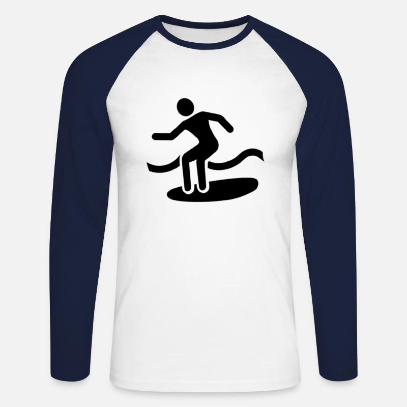 Surfer Geschenkidee surf surfen - Unisex Baseballshirt langarm - Weiß/Navy