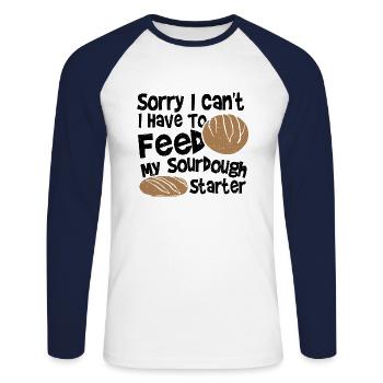 Sorry I Can't. I Have To Feed My Sourdough Starter - Unisex Baseballshirt langarm - Weiß/Navy - Vorne - Nik (191cm)