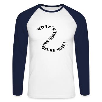 whats your signature move black - Unisex Long Sleeve Baseball T-Shirt - white/navy - Front - Nik (191cm)