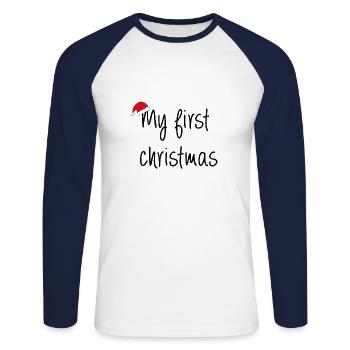 my first christmas Geschenk Idee - Unisex Baseballshirt langarm - Weiß/Navy - Vorne - Nik (191cm)