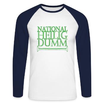nationalheiligdumm gruen - Unisex Baseballshirt langarm - Weiß/Navy - Vorne - Nik (191cm)