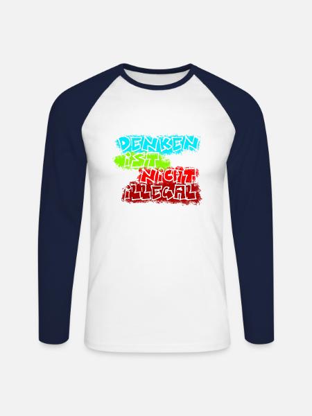 denken nicht illegal türkis - Unisex Baseballshirt langarm - Weiß/Navy