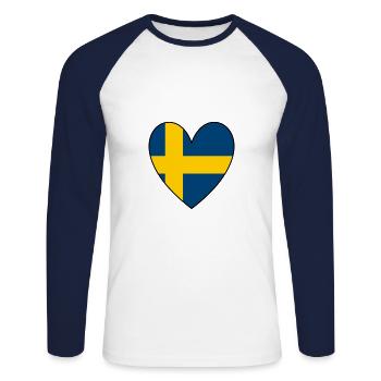 Schweden Herz - Unisex Baseballshirt langarm - Weiß/Navy - Vorne - Nik (191cm)
