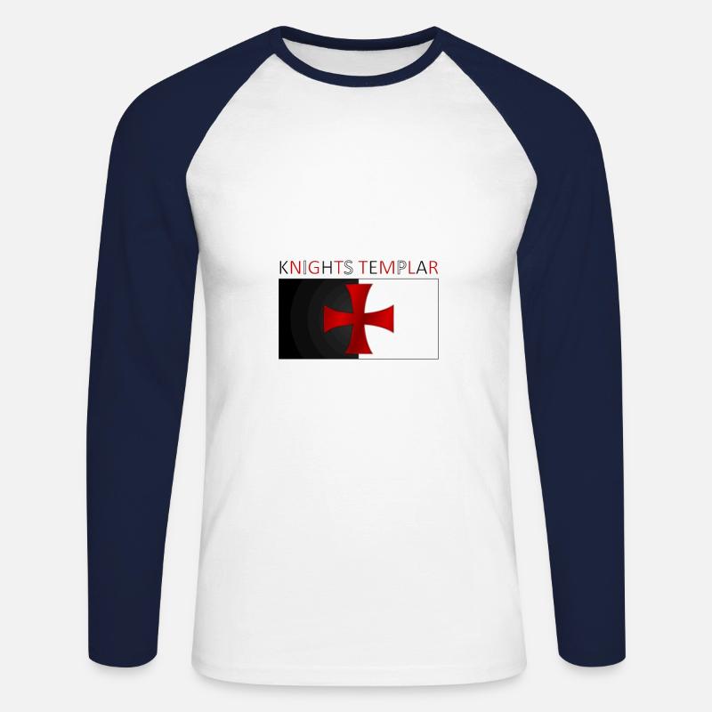 Knights Templar Templer Kreuz Banner - Unisex Baseballshirt langarm - Weiß/Navy